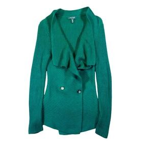 Lauren Ralph Lauren Green Double-Breasted 100% cotton Women's Sweater size 3XL